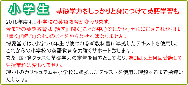 小学生:基礎学力をしっかりと身につけて英語学習も
